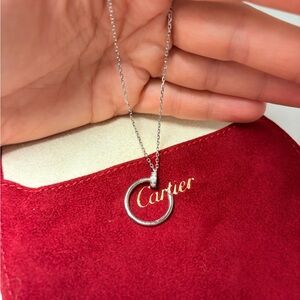 Elegant white gold diamond Necklace with Circle Pendant Cartier